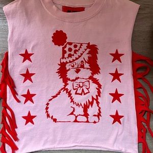 Handmade circus dog with stars top with tee shirt fringe on each side. OOAK😊